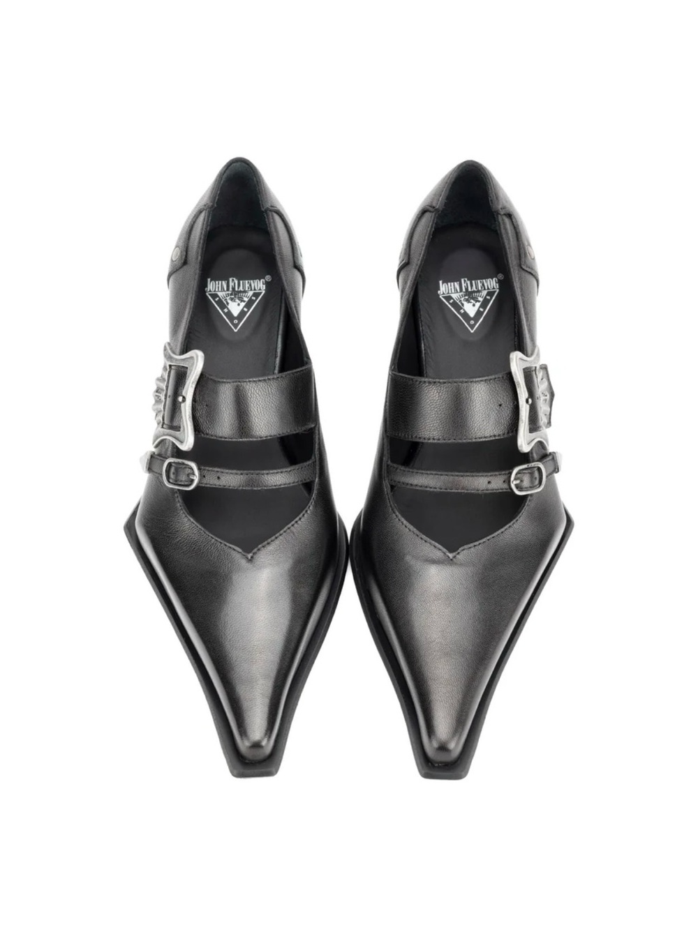Women's Black Pointed “DELIBERATELY” Mary Jane Flats - John Fluevog